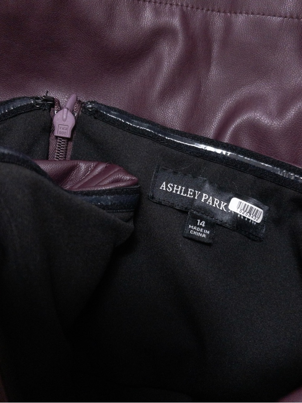 Ashley Park Voila Vegan Leather Mini Dress 12 Plum Strapless Rose Bow RTR - Picture 5 of 15